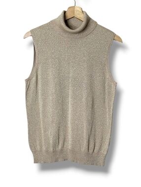 NWT Cable & Gauge Metallic Sleeveless Turtleneck Large